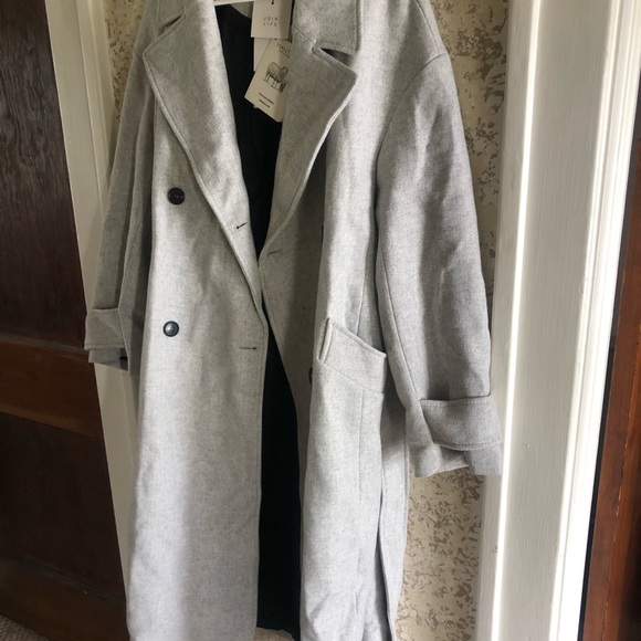 ZARA NWT light Gray Oversized Oversized Italian Manteco Wool Blend Coat XS - Picture 6 of 14